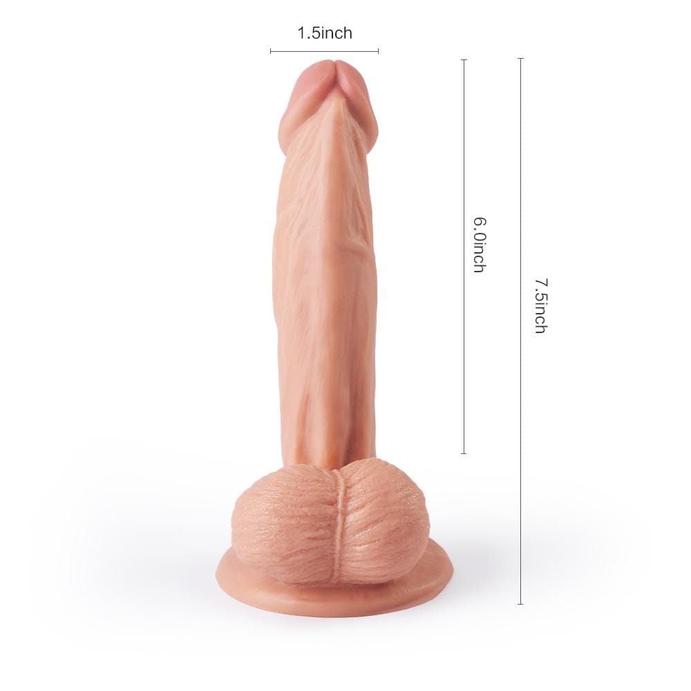 7.5“ Realistic Sucker Base Masturbation Dildo with Three-Dimensional Balls