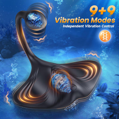 Manta 9+9 Prostate Massager + Penis Masturbator, Multifunctional Male Masturbation Couple Interactive Sex Toys
