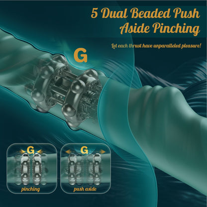 3 IN 1 Telescopic G-Spot Vibrator with Beads Ring and Clit Stimulator