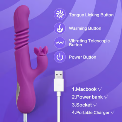 Seraphina 3 Telescopic Vibration 7 Rotating Heating Bendable Vibrator for Clitoral and G-spot Stimulation