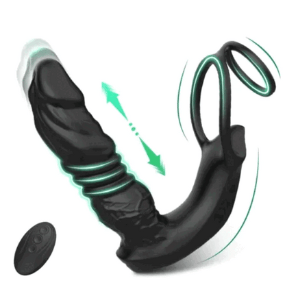Buyging™ APP Control 9 Vibrating Thrusting Prostate Massager With Dual Cock Rings