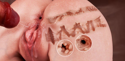 Luna -Ultra-Realistic Dual-Layer Silicone Butt Masturbator with 2 Tight Tunnels (Vaginal & Anal) Lifelike Por